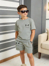2pcs Boys Graphic Print Tee & Shorts Set - Sage | 21 Century Kids