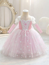 Girls Snowflake Print Tulle Ball Gown Princess Dress - Blush | 21 C...