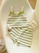 Girls Striped Knit Camisole & Shorts Set - Ivory