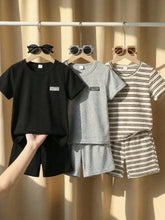 3pcs Boys California Patch Tee & Shorts Set - Onyx