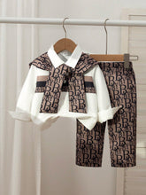 2pcs Boys Letter Print Shirt & Trousers Set - Ivory | 21 Century Kids