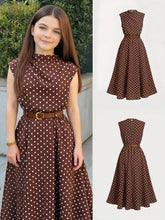 Big Girls Polka Dot A-Line Midi Dress - Wenge | 21 Century Kids