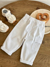 Boys Twill Cargo Pocket Tapered Trousers - Ecru | 21 Century Kids