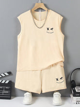 2pcs Big Boys Graphic Tank Top & Shorts Set - Buff | 21 Century Kids
