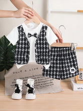 2pcs Boys Plaid Bow-Tie Tee & Shorts Set - Onyx | 21 Century Kids