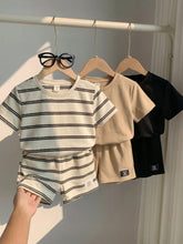 Little Boys Striped Crew Neck Tee & Shorts Set - Ivory