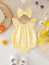 Girls Daisy Gingham Flutter Sleeve Romper Set - Buttercup