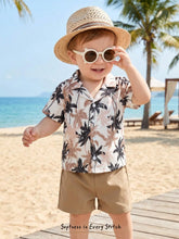 Boys Palm Print Resort Collar Shirt & Shorts - Isabelline