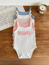 Baby Girls Floral Appliqué Ribbed Knit Romper - Ivory