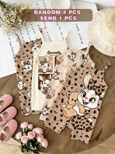 4pcs Girls Leopard Cartoon Bunny Cami Romper - Latte | 21 Century Kids