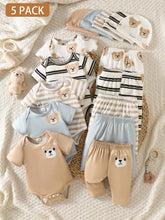 5pcs Baby Boys Bear Print Romper, Pants & Hat Set - Ivory | 21 Cent...