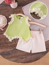 Girls Floral Trim Camisole Top & Shorts Set - Sage