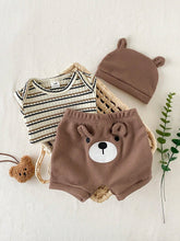 Baby Boys Bear Embroidered Waffle Knit Set - Latte