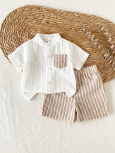Baby Boys Linen Blend Button-Front Shirt & Shorts Set - Ivory