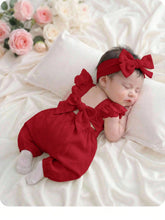 Baby Girls Eyelet Ruffle Bow-Back Long Romper - Scarlet | 21 Centur...