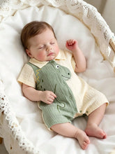 Baby Boys Dinosaur Embroidery Collar Romper - Buttercream