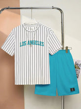 2pcs Big Boys Los Angeles Pinstripe Tee & Shorts Set - Ivory | 21 C...