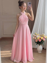 Big Girls 3D Rosette Halter Chiffon Maxi Dress - Blush | 21 Century...