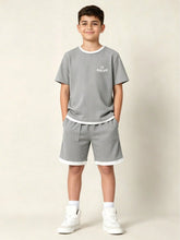 2pcs Big Boys Waffle Knit Ringer Tee & Bermuda Shorts Set - Slate |...