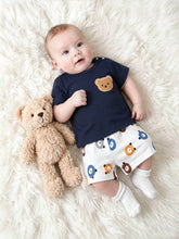 2pcs Baby Boys Bear Appliqué Tee & Shorts Set - Midnight | 21 Centu...