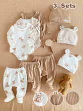 3pcs Baby Boys Teddy Bear Bodysuit, Footed Pants & Bear Ear Hat Set...