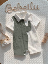 Baby Boys Colour Block Elephant Collar Romper - Sage