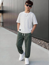 2pcs Big Boys Pinstripe Tee & Jogger Set - Ivory | 21 Century Kids