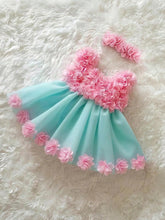 Girls 3D Floral Appliqué Tulle Ball Gown Dress - Aqua | 21 Century ...