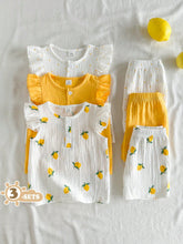 6pcs Girls Lemon Print Flutter Sleeve Top & Shorts Set - Ivory | 21...