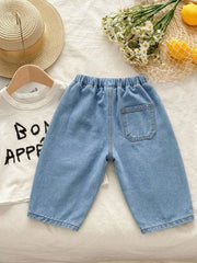 Boys Pleated Barrel-Leg Drawstring Denim Jeans - Chambray | 21 Cent...