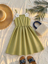 Girls Floral Appliqué Spaghetti Strap Fit & Flare Dress - Sage | 21...