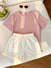 2pcs Little Girls Polka Dot Tee & Ruffle Shorts Set - Blush | 21 Ce...
