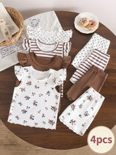 8pcs Girls Flutter Sleeve Tee & Shorts Sets - Ivory | 21 Century Kids