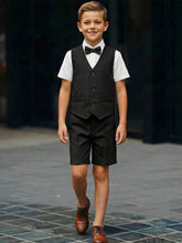 3pcs Big Boys Formal Waistcoat Shirt & Shorts Set - Onyx | 21 Centu...