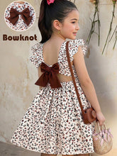 Little Girls Ditsy Floral Ruffle Back-Bow Dress - Ivory | 21 Centur...