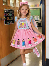 Little Girls Pencil Print Flutter Sleeve Twirl Dress - Blush | 21 C...