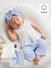 2pcs Baby Girls Eyelet Peplum Top & Striped Pants Set - Ivory | 21 ...