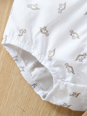 2pcs Baby Boys Dino Print Bodysuit & Suspender Shorts - Ivory | 21 ...