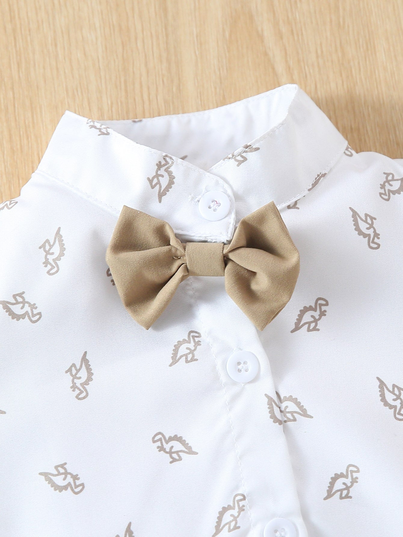 2pcs Baby Boys Dino Print Bodysuit & Suspender Shorts - Ivory | 21 ...