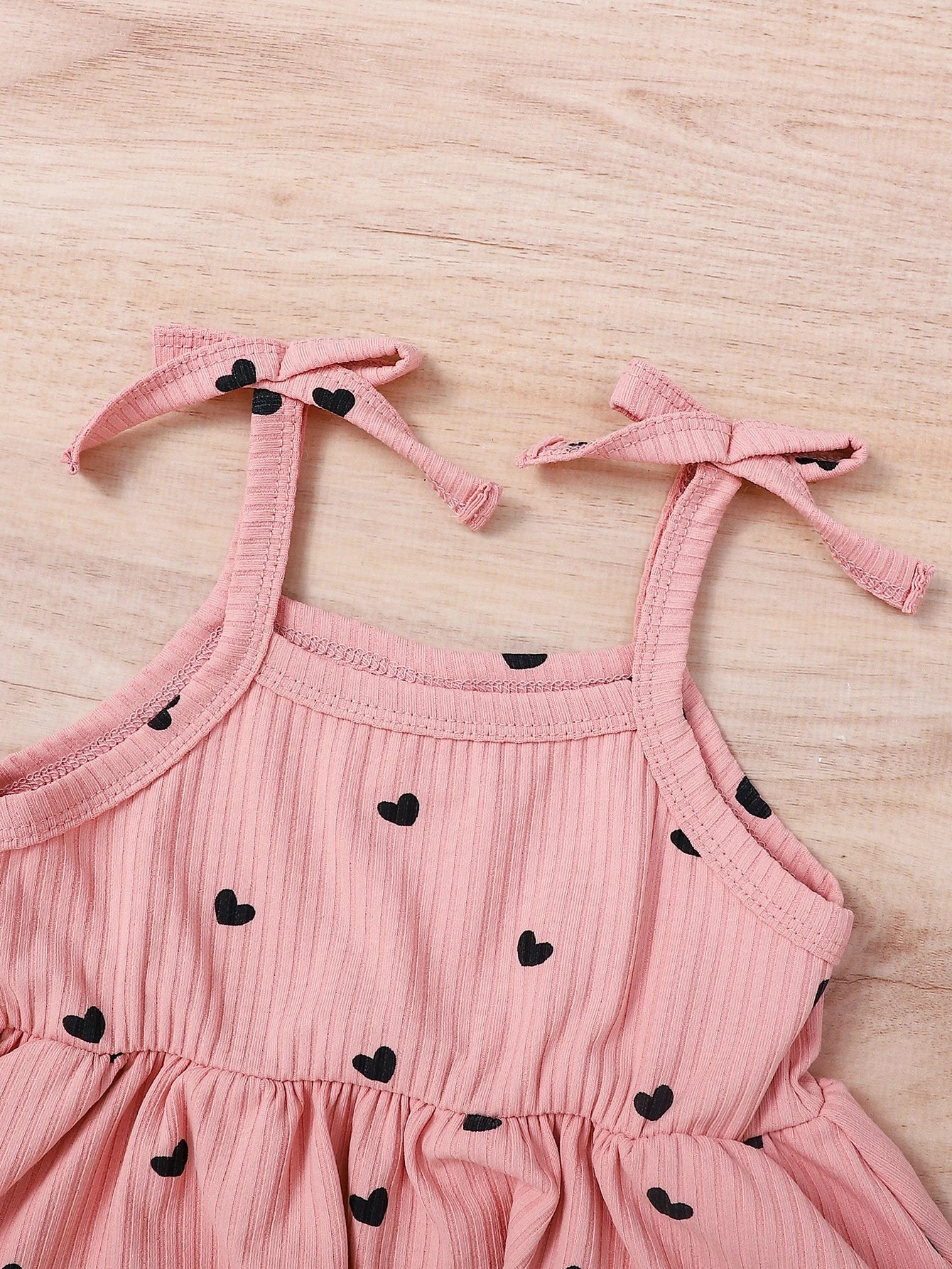 2pcs Baby Girls Heart Print Cami Romper & Headband - Blush | 21 Cen...