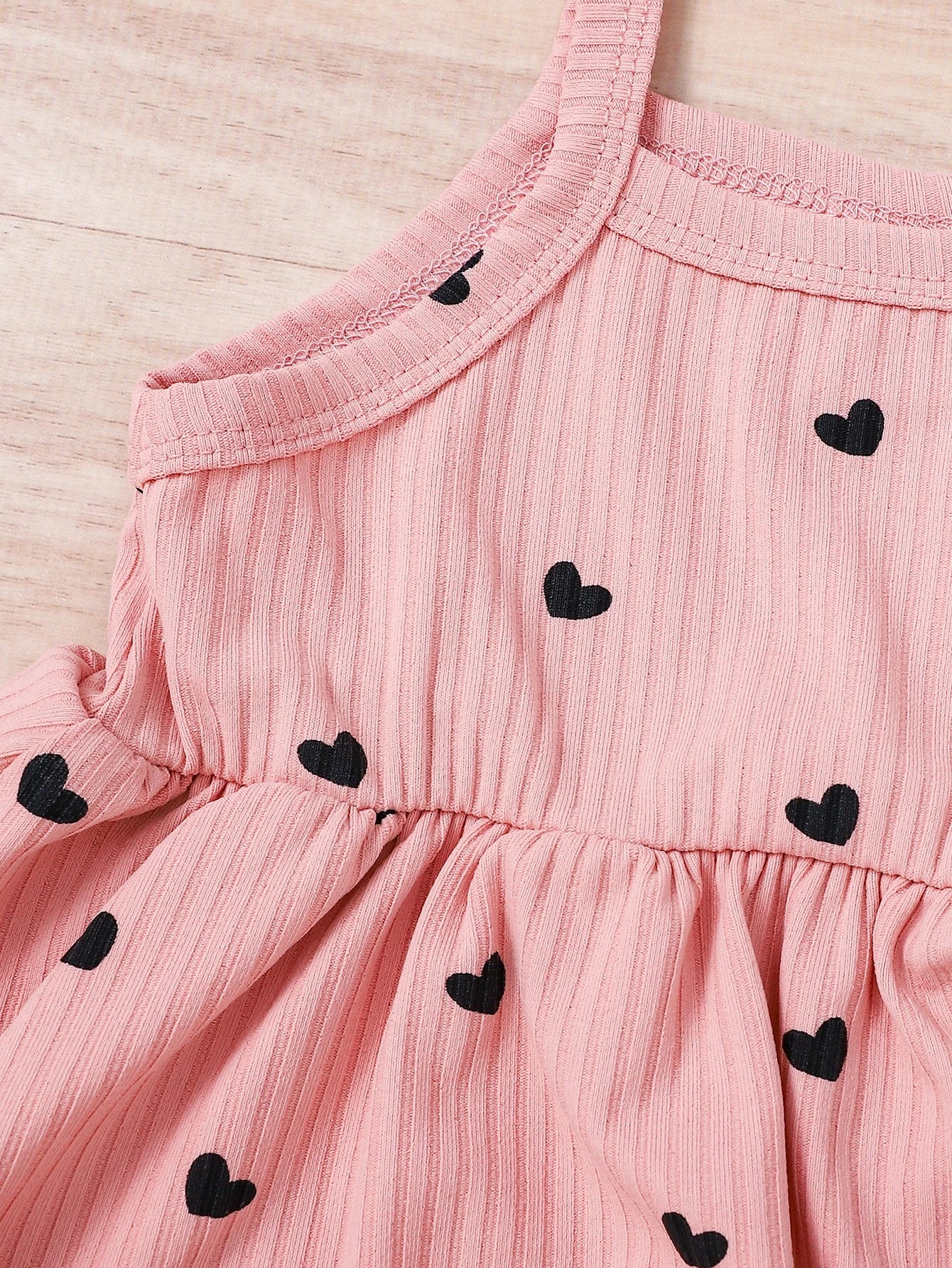 2pcs Baby Girls Heart Print Cami Romper & Headband - Blush | 21 Cen...