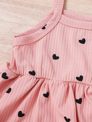 2pcs Baby Girls Heart Print Cami Romper & Headband - Blush | 21 Cen...