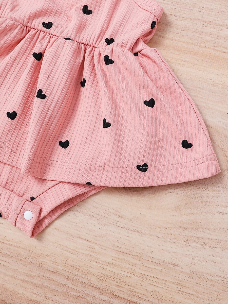 2pcs Baby Girls Heart Print Cami Romper & Headband - Blush | 21 Cen...