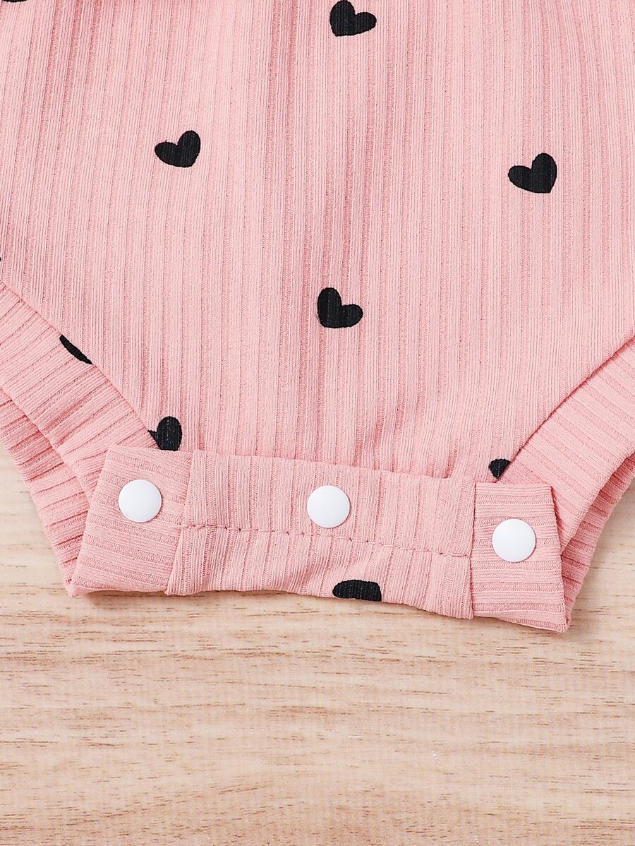 2pcs Baby Girls Heart Print Cami Romper & Headband - Blush | 21 Cen...