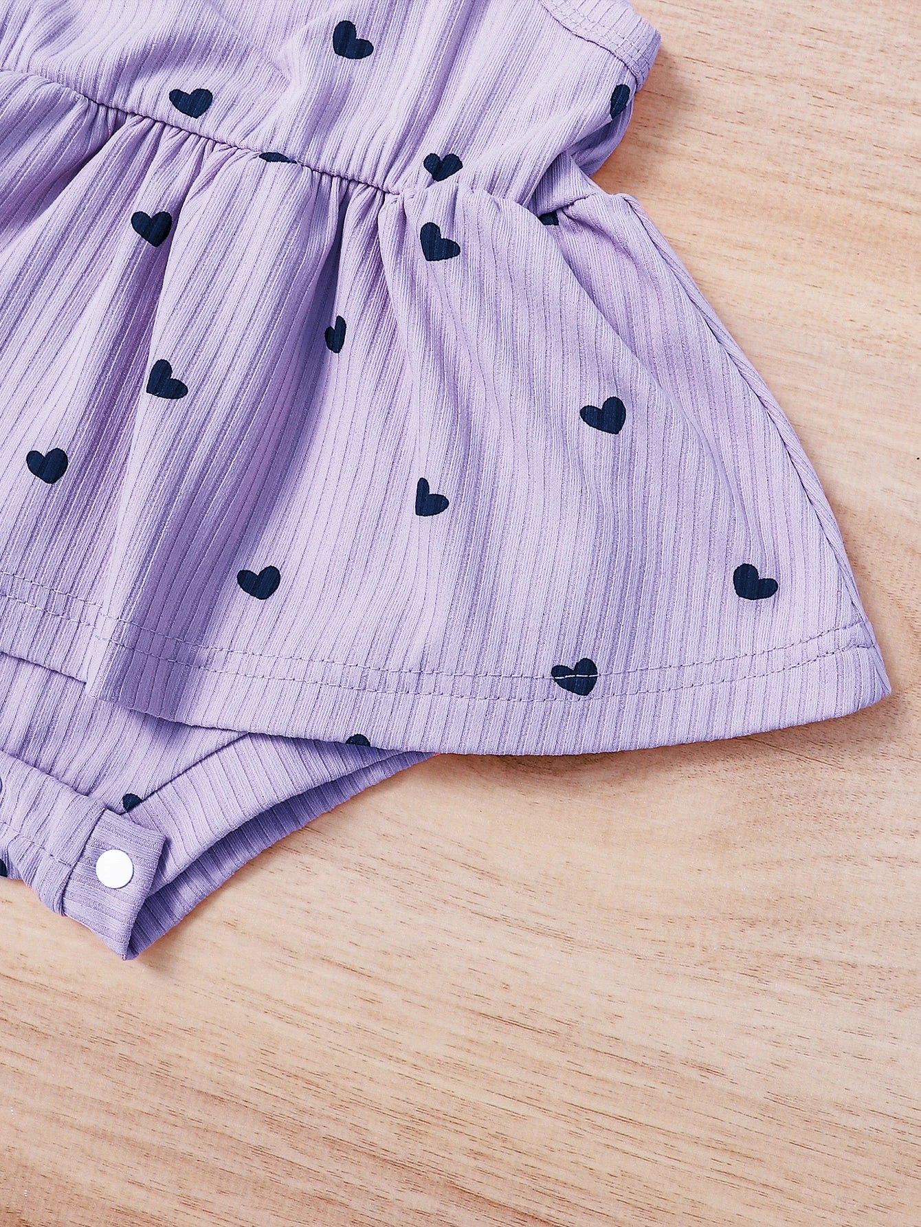 2pcs Baby Girls Heart Print Romper Dress & Headband - Lavender | 21...
