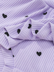 2pcs Baby Girls Heart Print Romper Dress & Headband - Lavender | 21...