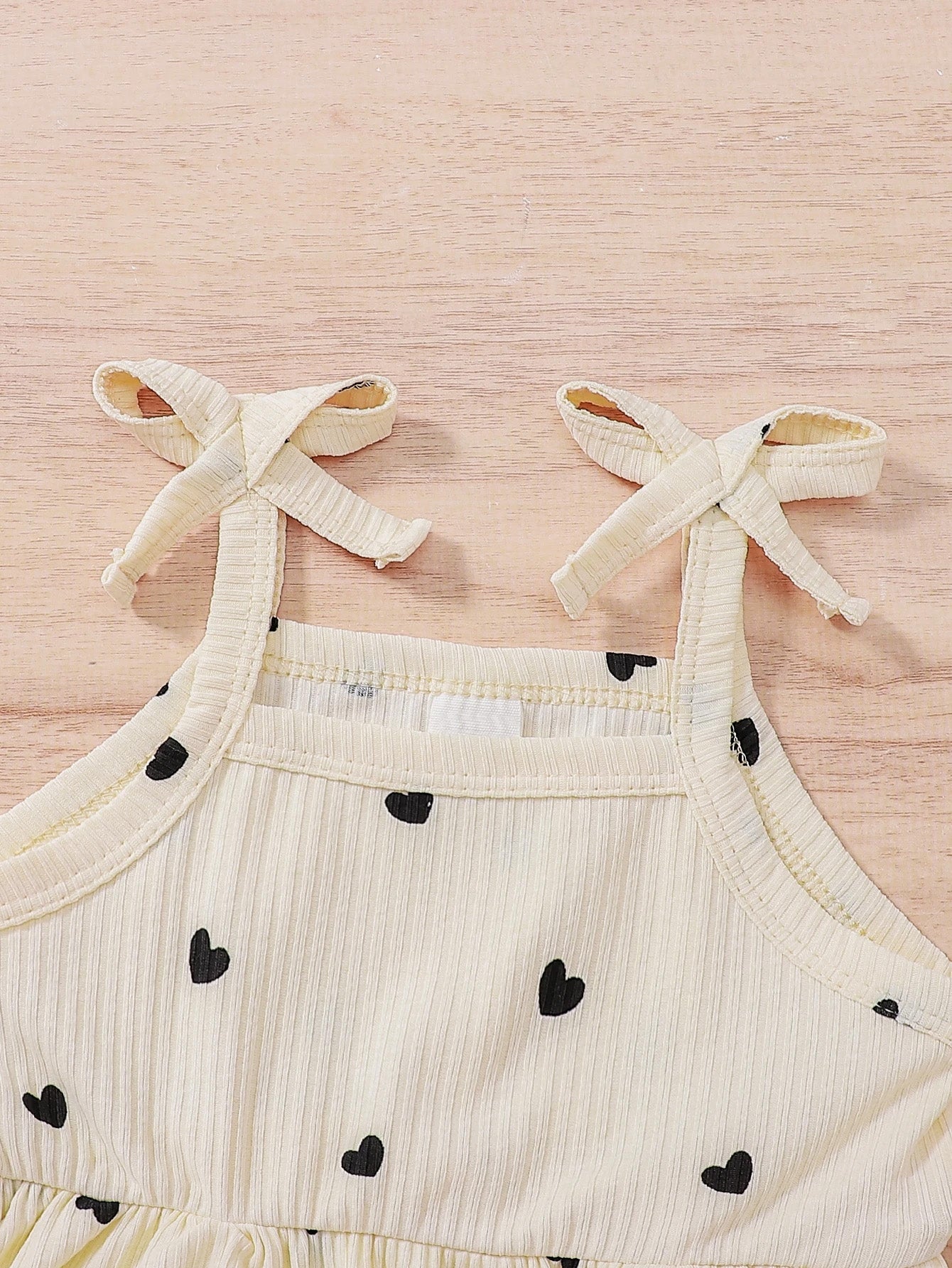 Baby Girls Heart Print Skirted Bodysuit & Headband - Ivory