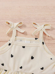 Baby Girls Heart Print Skirted Bodysuit & Headband - Ivory