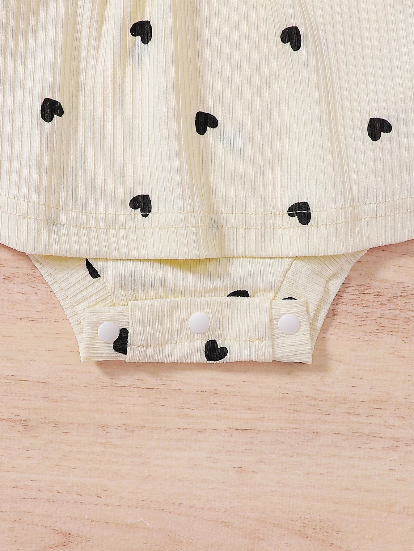 Baby Girls Heart Print Skirted Bodysuit & Headband - Ivory