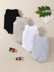 Boys Sleeveless Snap-Crotch Bodysuit 4-Pack - Onyx